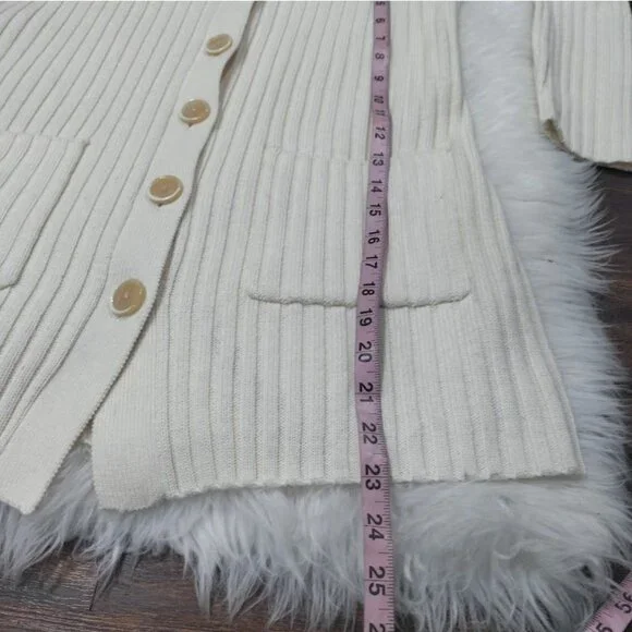 Banana Republic Italian Wool Cardigan L Ribbed Lagenlook Woolblend Preppy - Picture 10 of 11